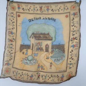 100% authentic - Hermes Sheer Silk Scarf  Carre Retour de la Terre  - mint cond.